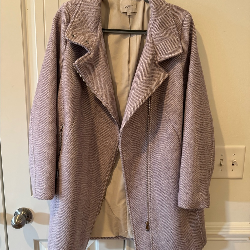 LOFT Lavender Herringbone Coat